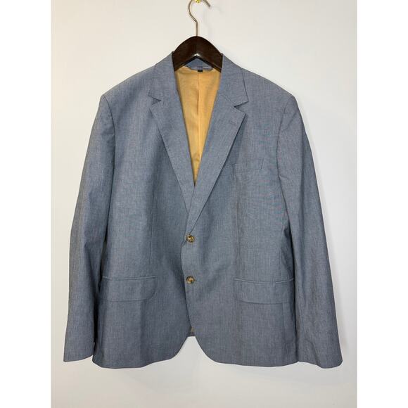 Bonobos Blue Chambray Cotton Sport Coat Standard Fit 46S Blazer Somelos Tecidos